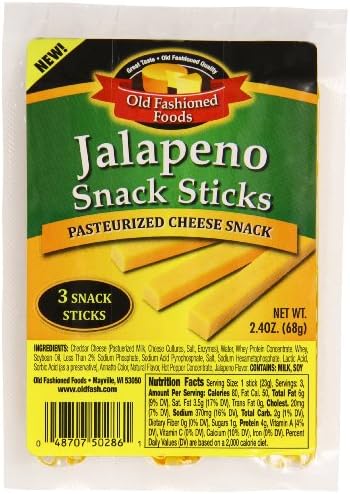 Old Fashioned Cheese Snack Stick, Flamin Jalapeno, 2.4 Ounce (Pack of 24)