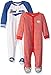 Carter's Boys' 2-Pack Cotton Sleep and Play, Red Stripe/White Sports, 3 Months