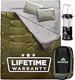 HiHiker Double Sleeping Bag Queen Size XL-Bonus Camping Light-for Camping, Hiking Backpacking and Cold Weather, Portable, Waterproof and Lightweight-2 Person Sleeping Bag for Adults and Teens