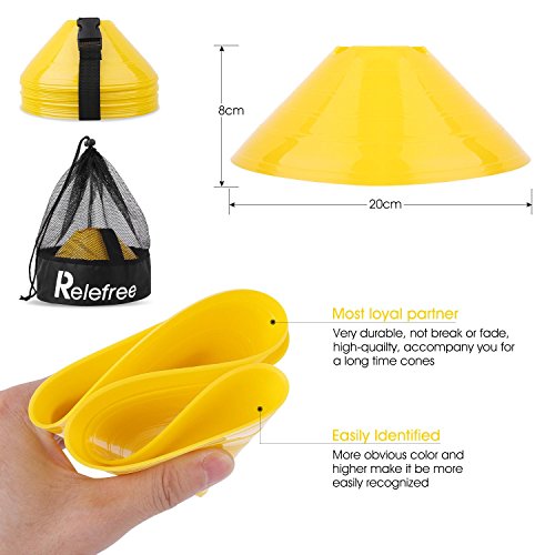 Soccer Cones Agility Disc Cone 3.15in/8cm Identifiable Height 20-Pack -with Mesh Bag, Storage Strap for Agility Training Equipment, Football, Sports, Kids, Field Marker