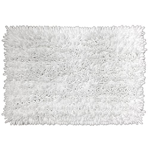 Raphael Rozen Elegant Bath Set of 2 Microfiber Shag Bath Mat, Non slip Backing, Ultra Soft, Extremely absorbent and Fast Drying. Durable, Easy Cleaning, Machine Washable. 5 White, 21"x34"
