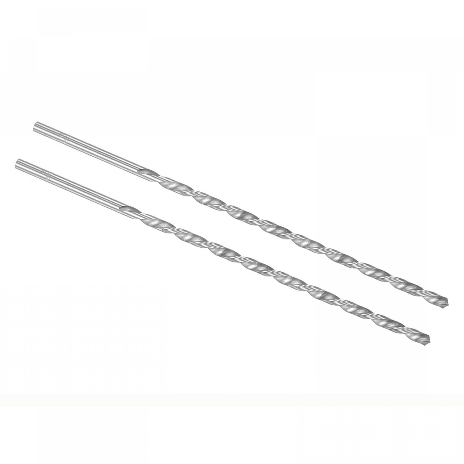TOP-VIGOR 2Pcs 4mm Dia Extra Long Twist Drill Bits, 250mm Length High Speed Steel Extended Spiral Drill Bit, Straight Shank Twist Drill Bit Tool for Wood Metal Aluminum Plastic