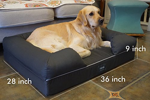 LOAOL 4" Durable WATERPROOF Memory Foam Pet Bed Mattress Orthopedic Dog Sofa Couch with Changeable Cover (L, Woven Gray) - Thumbnail 4