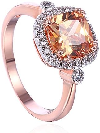 Fist Band Princess Cut Pink Rose Stone 18K Rose Gold IP Plated Stainless Steel Halo Engagement Wedding Band Ring