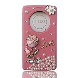 LG G3 Case, Bling Leather Love Rose Design LG G3 Diamond Leather Case, Armybee (TM) (Pink)