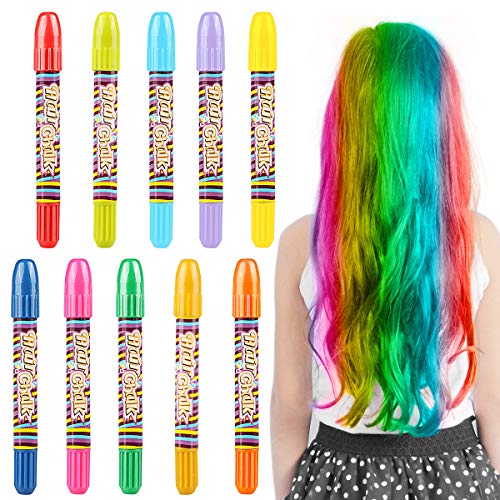 Hair Chalk, 10 Colors Hair Chalk Pens Non-toxic Washable Hair Dye Chalk Set For Kids And Teen- Best Birthday Christmas Halloween New Year Gifts for Girls Boys - Thumbnail 2