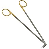 Potts-Smith Scissors with Angled Blades &amp; Gold Color Handle | Autoclave-Safe French Stainless Steel Sharp Tipped Scissors (1 Piece) (90 Degree Angled)