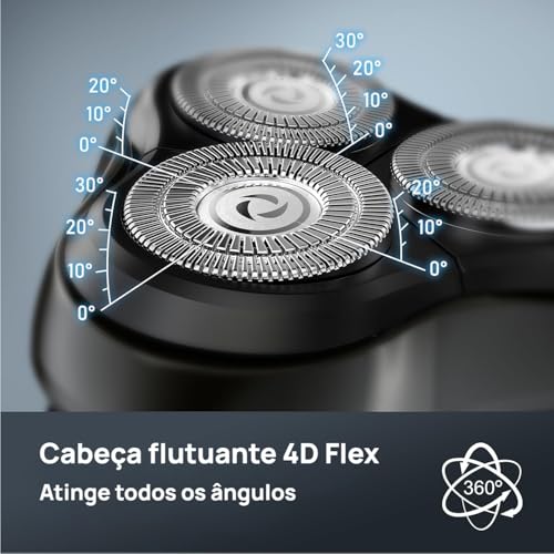 Aparelho de Barbear Elétrico Masculino Sem Fio, Barbeador Rotativo à Prova d’Água para Uso Seco e Molhado, Carregamento USB Rápido, Aparador Pop-up, Lâminas de Precisão, Preto