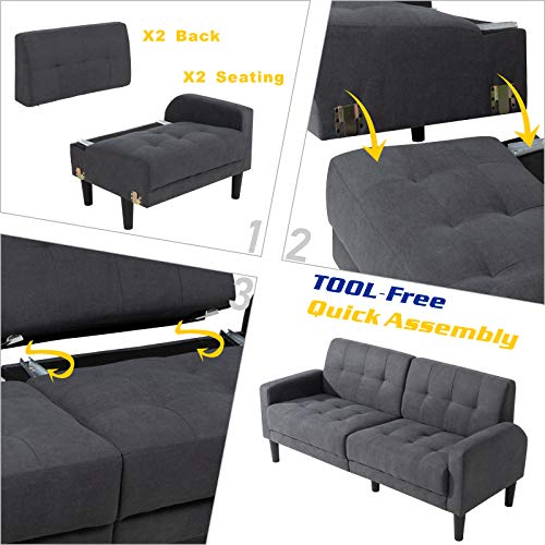 Vongrasig 63'' Small Loveseat Furniture, Modern Fabric 2Seat Sofa