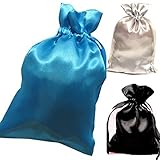 Tarot Bags Summer Nights Colors Satin Bundle of 3: Turquoise Black and Silver (6 X 9 Each)