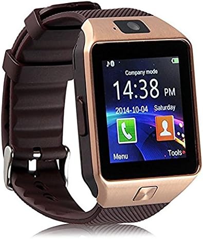 Smart Watch, Touch Screen Intelligent Bluetooth SmartWatch Cell Phone,SIM 2G GSM With Camera, Support Sleep Monitor,Push Message,Anti lost Muti Language Etc for Android Phone(GOLD)