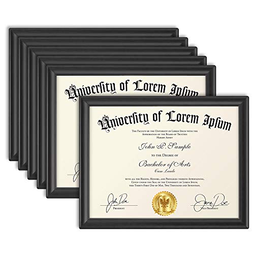 Icona Bay 8.5x11 Diploma Frame (6 Pack, Black), Certificate Frame, Document Frame, Composite Wood Frame for Walls or Tables, Set of 6 Lakeland Collection