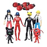 Miraculous Ladybug 6 PCS Action Figure Tikki Noir Cat Plagg Adrien Toys Gifts US