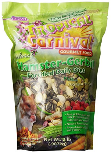 F.M. Brown's Tropical Carnival Natural Hamster-Gerbil Food, Vitamin-Nutrient Fortified Daily Diet, NO Filler Seeds, NO Artificial Colors or Flavors, 2lb