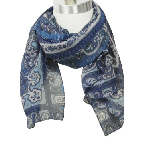 Wrapables 100% Mulberry Silk Floral Painting Square Scarf, Blue Rose