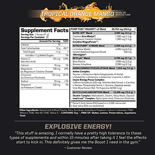 PMD Sports Ultra Pump Fuel Insanity Pre Workout Drink Mix for Energy