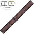 Real Leather Creations Genuine Leather Watch Band Leather Watch Strap with Hand-Painted Edges | Leather Watch Band with Interchangeable Gold And Silver Buckles & Complementary Spring Bars