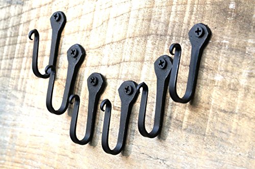 image for Everything Rustique Wrought Iron Hooks-Nail Hooks -Set of 6- Black Han