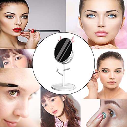 Makeup Mirror Vanity Mirror Tabletop Mirror 360 Swivei Small Detachable Portable Travel Personal Handheld 1X 3X Magnification Mirror Shower Room Badroom Shaving Mirror with Makeup Organizer , White