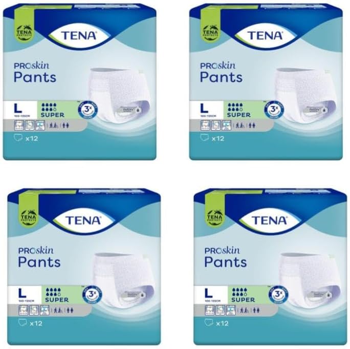 TENA Pants Super Large 12 Pants Pack of 4 Brand New Disposable Briefs