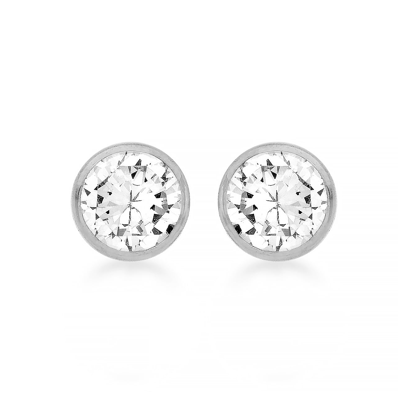 CARISSIMA Women's 18ct White Gold 4mm Round Cubic Zirconia Stud Earrings