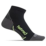 Feetures Plantar Fasciitis Relief Sock with Arch Support Compression for Foot Pain, for Men and Women, Easy to Use Convenient Relief - Ultra Light - Quarter - Black - Medium