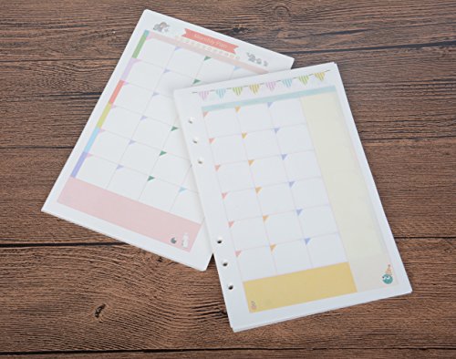 Funcoo 90 Sheets Planner Filler Paper Refills Inserts Pages A5 Size Loose Leaf Paper for 6-Holes Binder, Journal, Dairy, Planner, Notebook (Monthly Plan) - Thumbnail 6