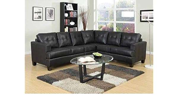 Toronto Tufted Bonded Leather L Shaped Sectional Black Amazon