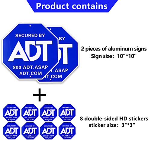 ADT Security Signs 100 Aluminum.with 8 DoubleSided Security Stickers