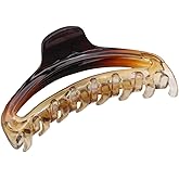 Parcelona French Slim Double Shaded Crystal Clear Tortoise Brown Shell Celluloid Small 2 3/4" Hairgrips Claw Clip Clamp Clutcher for Fine Hair for Women and Girls