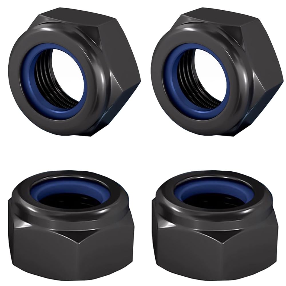 Photo 1 of 1/2-13 Lock Nut, Nylon Insert Hex Locknuts Locking Hex Nuts, Black e-Coating Stainless Steel, 20-Pack