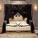 Nattey 4 Corners Post Canopy Bed Curtains King Size - Bed Canopy Black 4 Opening Mosquito Net Canopy Bed Cover