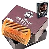 Beard Comb -Fine & Coarse Tooth - Handmade Genuine Sandalwood Brush for Hair - Smells Amazing - Anti-Static - For Stylish Beard & Mustache Grooming- Best Premium Giftbox Set & BONUS a Digital Booklet