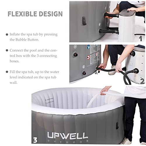 UPWELL Inflatable Hot Tub Spa 71 x 26 Inch 4 Person Portable Hot Tub