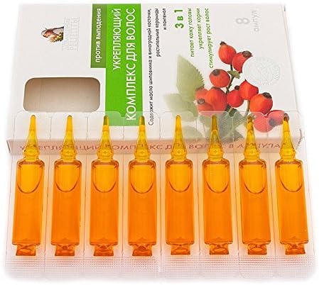Remedy Anti-Hair-Loss "Strengthening" with Natural Rosehip, Grape Seeds Oils and Vegetal Ceramides 3 in 1, 8 ampules (Home Recipes)
