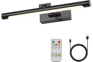Joosenhouse Picture Light Battery Operated 16.53" Inch Wireless Lights for Wall Dimmable & Timer Off Adjustable Swing Arm Rechargeable Spotlight Black Art Light 3000k