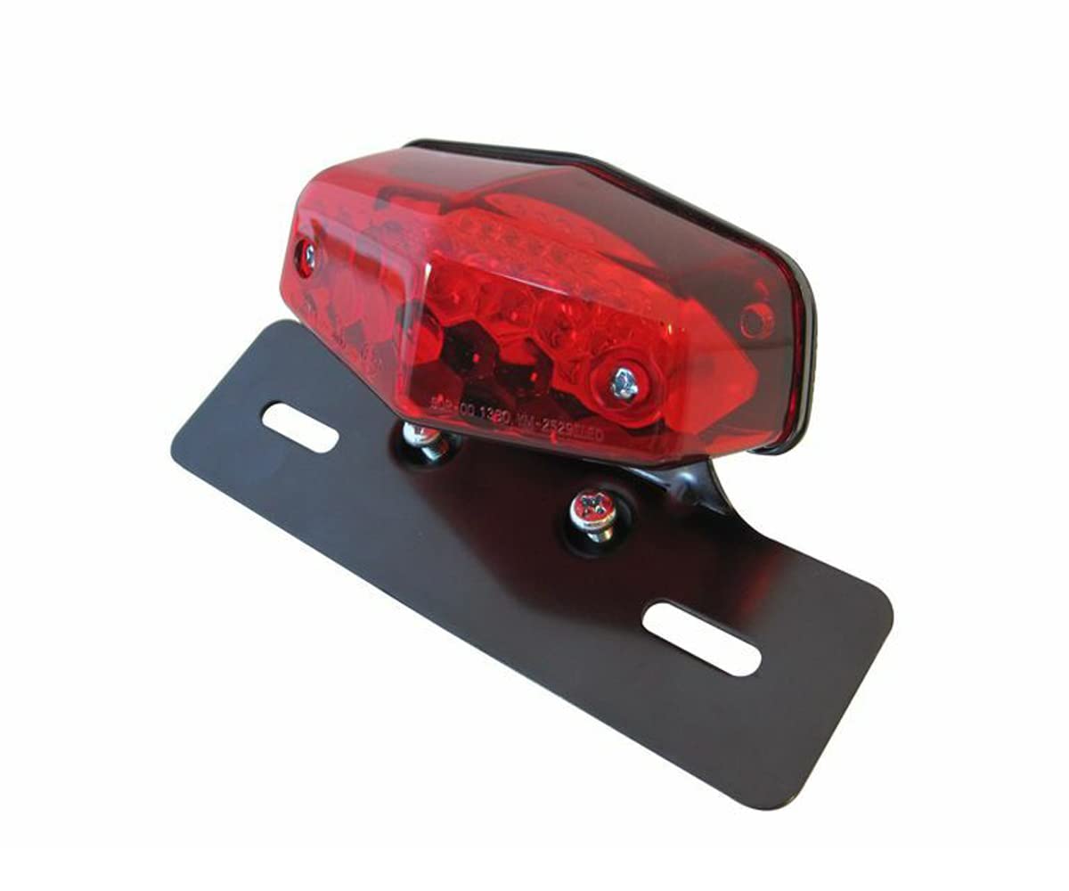 Alchemy Parts Motorbike Tail Light LED Stop Run Brake Lucas Type with Licence Number Plate Bracket and Light for Café Racer Scrambler Back End Fender Mudguard Project