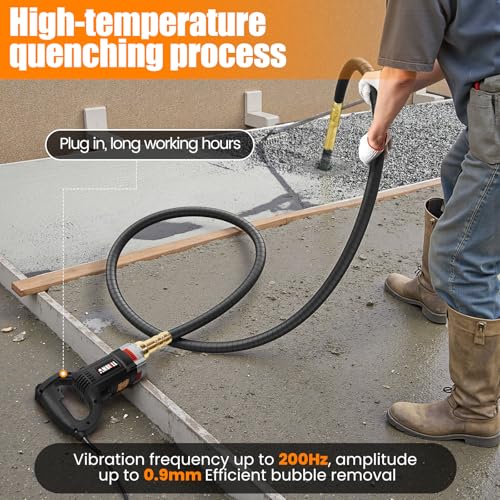 Anbull Electric Concrete Vibrator 4 m, 1800 W Vibrating Needle For Concrete, 5500 rpm, 0.9 mm Amplitude, Concrete Vibrator, Black