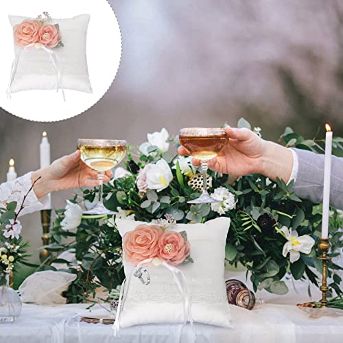 ERINGOGO Wedding Decorations Wedding Decorations Ring Pillow Wedding Ring  Pillow, Pearl Ring Bearer Cushion fo