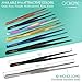 O'Creme 10 Inch Black Precision Stainless Steel Kitchen Tweezer Tongs with Serrated Tips for Gripping