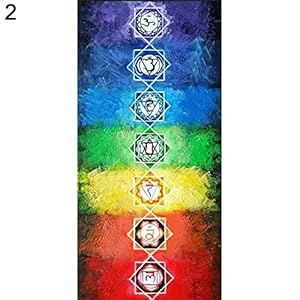 turkeybaby Yoga mats，Fitness gym mats,Yoga backpacks,Rainbow 7 Chakra Mandala Bohemia Blanket Tapestry Summer Beach Towel Yoga Mat – 2#