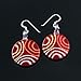 925 Sterling Silver Hand Painted Murano Glass Red Multi Ciricles Round Dangle Hook Earrings 1.8”