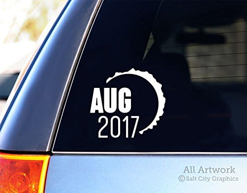 August 2017 Total Solar Eclipse Decal, Totality Sticker - Solar Sun, Path of Totality - Car Decal, Bumper Sticker (5 inches wide, White)