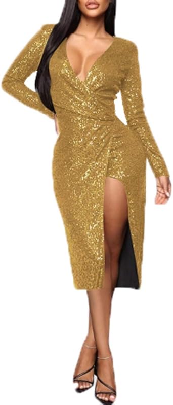 long sleeve glitter midi dress