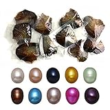10 PC Freshwater Cultured Pearl Oyster Oval Pearls oysters with pearls inside Ten Colors (7.5-8mm)