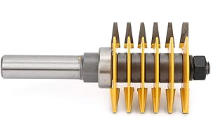 Finger Joint Router Bit, 1/2 Inch Shank Reversible Carbide Woodworking Cutter with Heat Coating, for MDF Solid Wood Plywood C