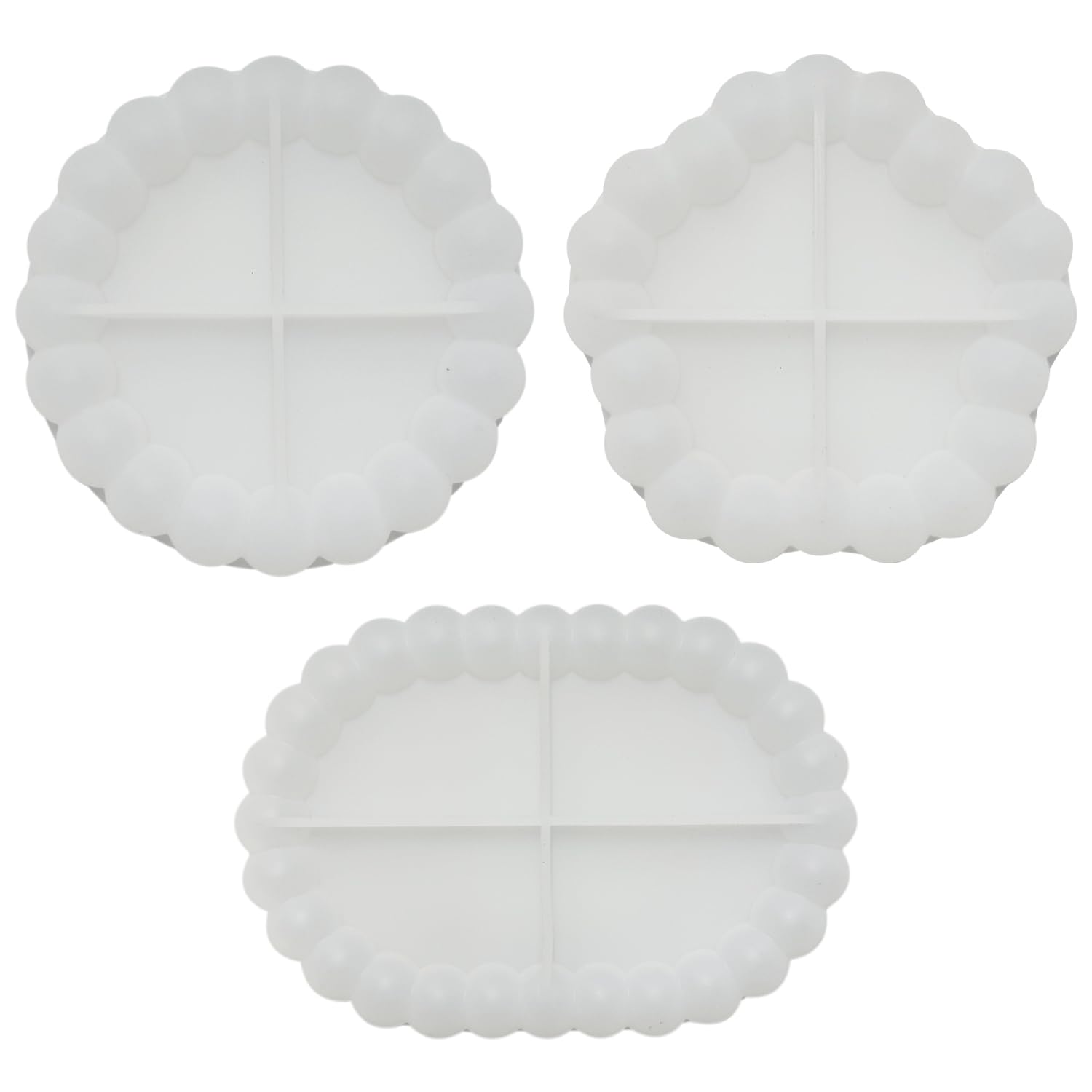 3 Pieces Silicone Mold, White Silicone Mold, DIY Accessories, Casting Mold, Coaster Silicone Mold, Tray Silicone Mold, Suitable for Making Home Decoration and DIY Gifts