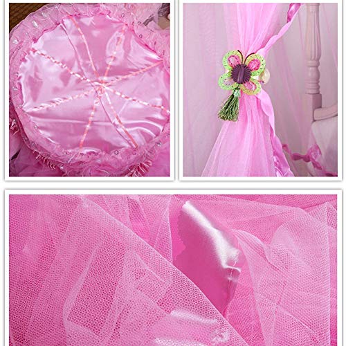 Raxsun Baby Crib Canopy Netting Luxury Princess Bed Net Round Hoop Netting Mosquito Net Bedroom Decor (Pink) - Thumbnail 4