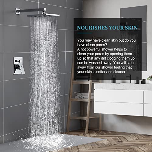 HIMK Shower System,10 Inches Rain Shower Head with 3Setting Handheld