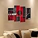Wieco Art Large 4 Piece Red and Black with Circles Modern Abstract Artwork Giclee Canvas Prints Black and Red Pictures Paintings on Canvas Wall Art for Living Room Bedroom Home Decorations